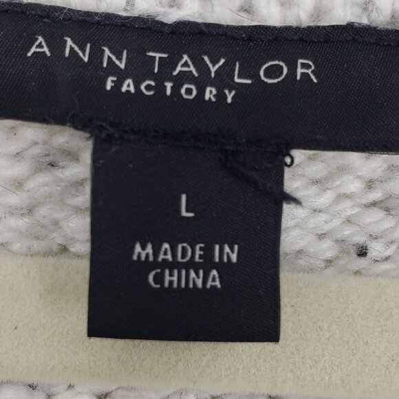 Ann Taylor Speckled Flecked Pullover Sweater L Womens Relaxed Fit Cream - Picture 3 of 7